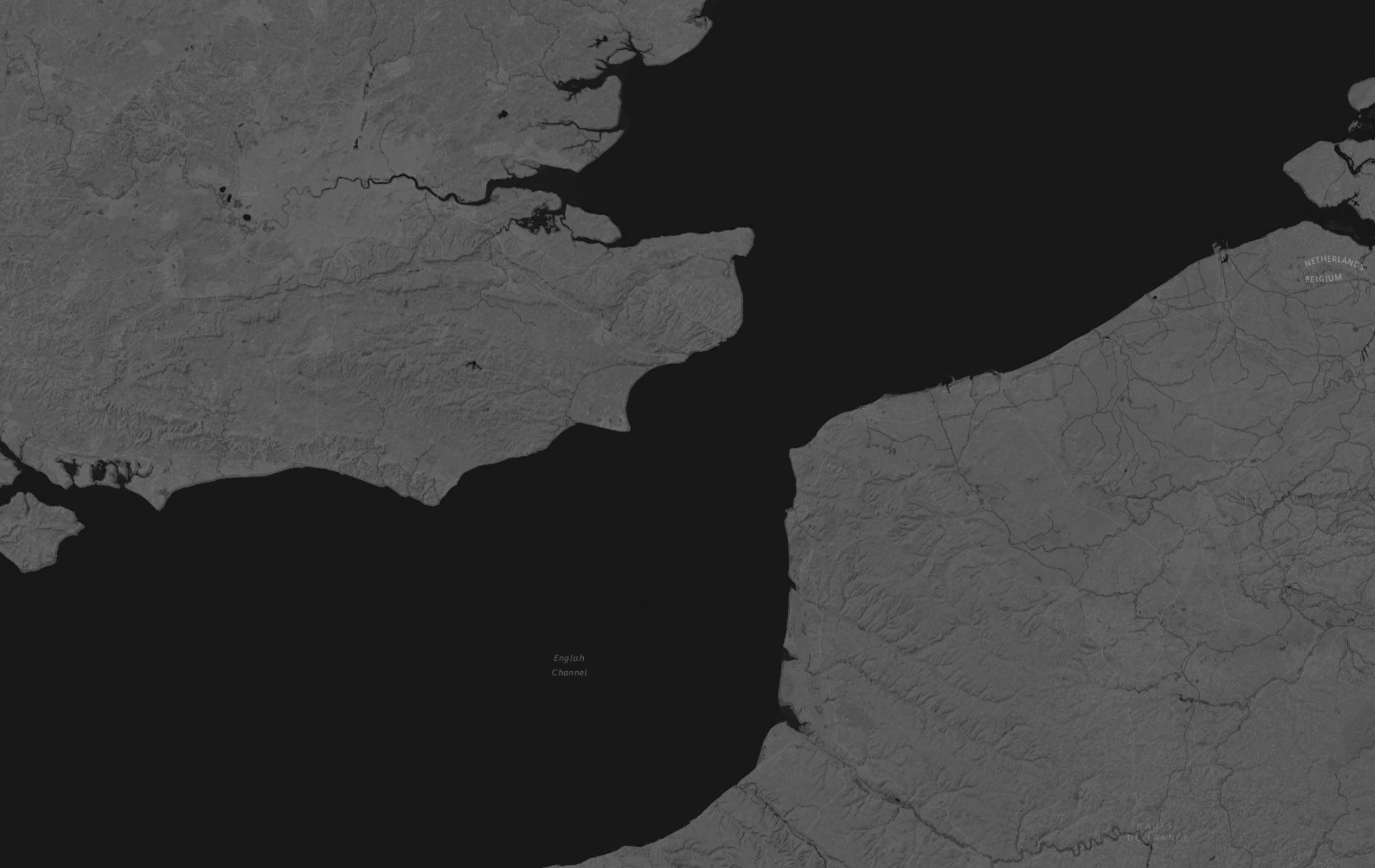 Map of the UK–France–Belgium border and English Channel